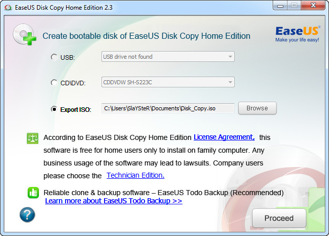EASEUS Disk Copy – простая бесплатная англоязычная программа для посекторного клонирования жестких дисков любого типа и любой файловой системы.