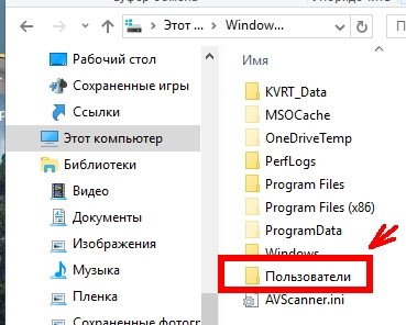 Открываем его, и ищем папку «Пользователи» (в Windows 10), или папку «Users» (в Windows 7).
