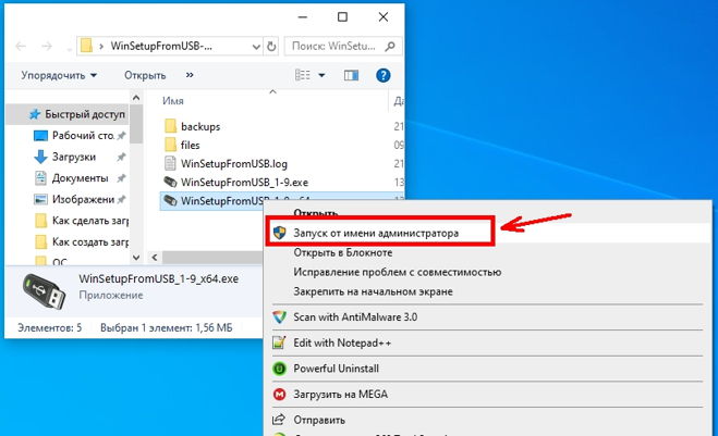 запускаете файл WinSetupFromUSB_1-9_x64.exe