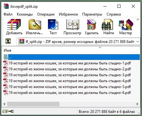 У нас получилось 6 файлов по 4 страницы в каждом.