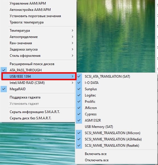 меню Сервис Дополнительно